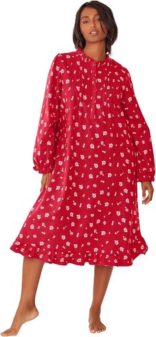 Only Necessities Plus Size Cotton Flannel Print Short Gown in Saudi Arabia