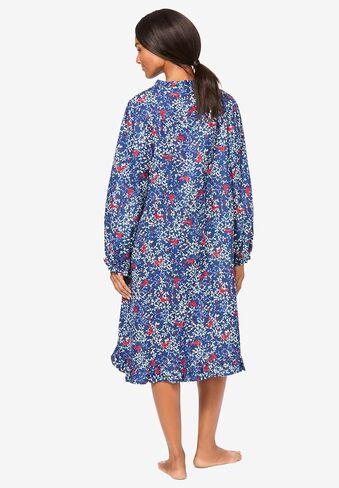 Only Necessities Plus Size Cotton Flannel Print Short Gown in Saudi Arabia