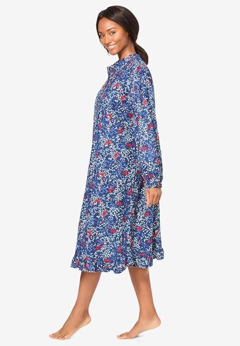 Only Necessities Plus Size Cotton Flannel Print Short Gown in Saudi Arabia