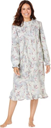 Only Necessities Plus Size Cotton Flannel Print Short Gown in Saudi Arabia