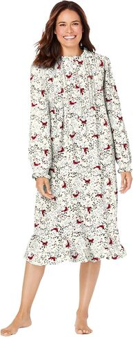Only Necessities Plus Size Cotton Flannel Print Short Gown in Saudi Arabia