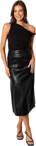 Petal & Pup Women's Miller Faux Leather Midi Skirt in Saudi Arabia