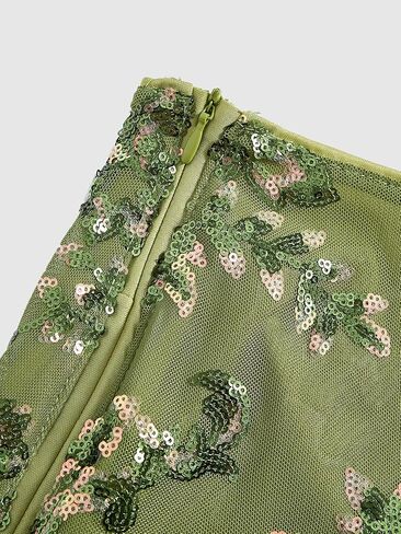 Women's Sequin Mini Skirt Glitter High Waisted Embroidered Mesh Party Skirts in Saudi Arabia