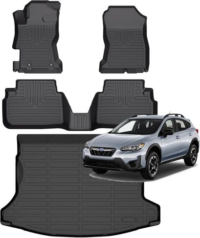 Jenofa-Car Floor Mats & Cargo Liner for 2013-2021 Nissan Pathfinder/Infiniti QX60 جميع الحصائر الأرضية المخصصة لجميع الأحوال الجوية مجموعة كاملة مخصصة عالية الحافة مقاومة للماء بطانات أرضية متينة لملحقات Pathfinder باللون الأسود in Kuwait