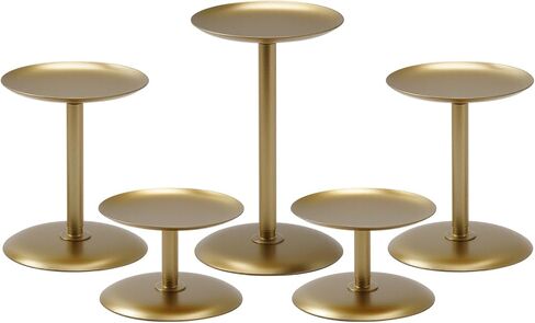 Homemory Black Christmas Candle Holders for Pillar Candles Set of 5, Metal Candle Holders for Table Centerpiece, Modern Candle Stand Candle Pedestal Decorative for Dining Fireplace Living Room in Saudi Arabia
