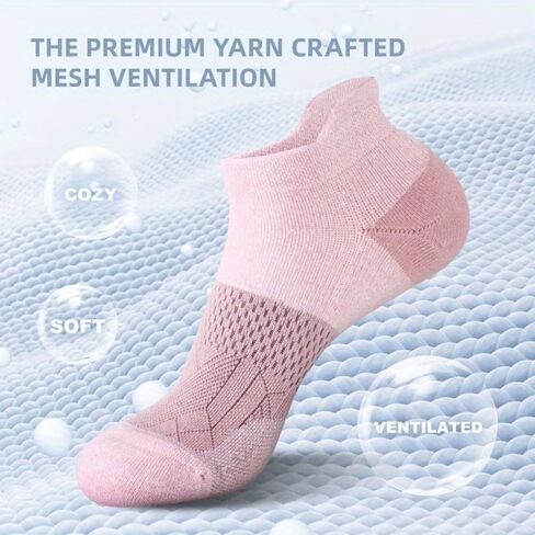5 Pairs Ankle Running Socks For Women, Athletic Wicking Thick Cushioned Low Cut With Tab Casual Sports Socks in Saudi Arabia