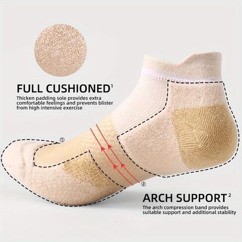 5 Pairs Ankle Running Socks For Women, Athletic Wicking Thick Cushioned Low Cut With Tab Casual Sports Socks in Saudi Arabia
