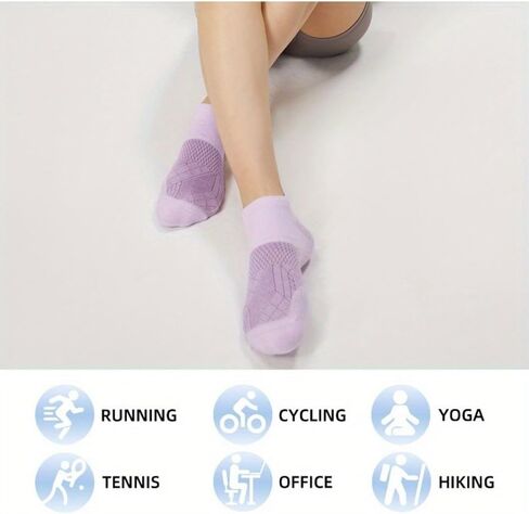 5 Pairs Ankle Running Socks For Women, Athletic Wicking Thick Cushioned Low Cut With Tab Casual Sports Socks in Saudi Arabia