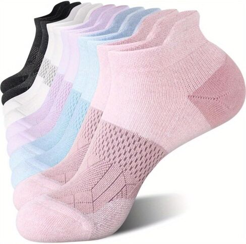 5 Pairs Ankle Running Socks For Women, Athletic Wicking Thick Cushioned Low Cut With Tab Casual Sports Socks in Saudi Arabia