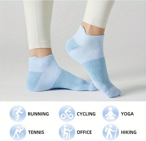 5 Pairs Ankle Running Socks For Women, Athletic Wicking Thick Cushioned Low Cut With Tab Casual Sports Socks in Saudi Arabia