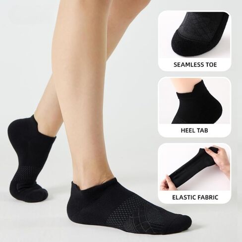 5 Pairs Ankle Running Socks For Women, Athletic Wicking Thick Cushioned Low Cut With Tab Casual Sports Socks in Saudi Arabia