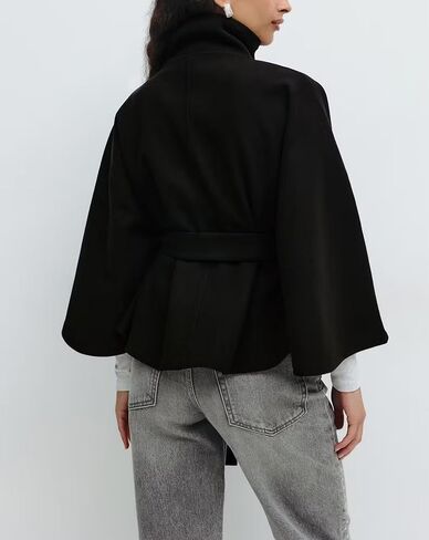 Womens Batwing Sleeve Poncho Peacoat Elegant Stand Collor Capes Jacket Cloak Fall Winter Shawl Outerwear in Saudi Arabia