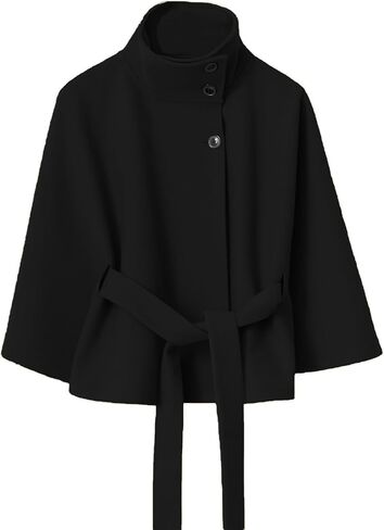 Womens Batwing Sleeve Poncho Peacoat Elegant Stand Collor Capes Jacket Cloak Fall Winter Shawl Outerwear in Saudi Arabia