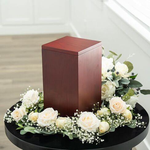 Solid Cherry Wood Cremation Urn for Adult Human Ashes Male Female. Large Wooden Urn. 250 Cubic inches. Burial and Funeral. Decorative Urns. Wooden Box and Casket in Kuwait