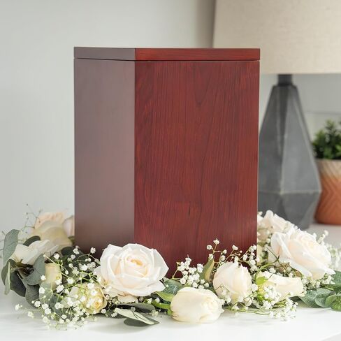 Solid Cherry Wood Cremation Urn for Adult Human Ashes Male Female. Large Wooden Urn. 250 Cubic inches. Burial and Funeral. Decorative Urns. Wooden Box and Casket in Kuwait