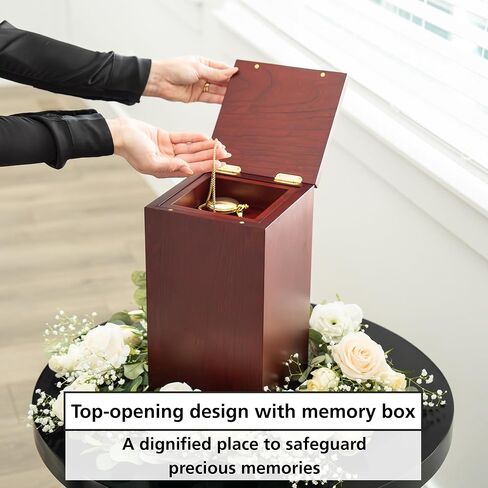 Solid Cherry Wood Cremation Urn for Adult Human Ashes Male Female. Large Wooden Urn. 250 Cubic inches. Burial and Funeral. Decorative Urns. Wooden Box and Casket in Kuwait