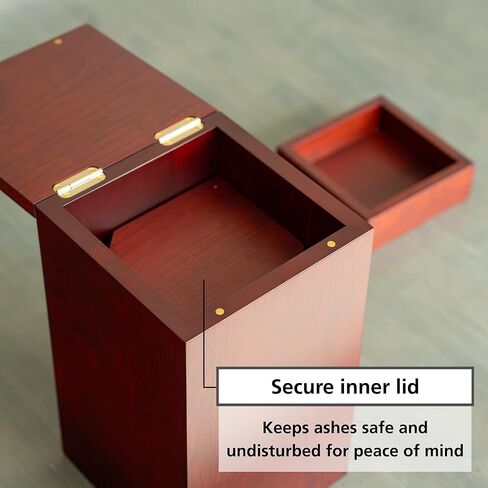 Solid Cherry Wood Cremation Urn for Adult Human Ashes Male Female. Large Wooden Urn. 250 Cubic inches. Burial and Funeral. Decorative Urns. Wooden Box and Casket in Kuwait