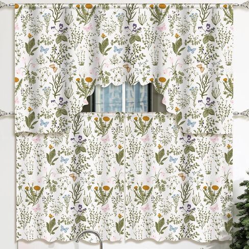 Christmas Kitchen Curtains 3 Pieces Set Red and Black Buffalo Plaid Window Curtains and Valance for Kitchen Home Bedroom Living Room Cafe Windows 60'' x 36'' Valance & 36'' x 30'' x 2 Panels in Kuwait