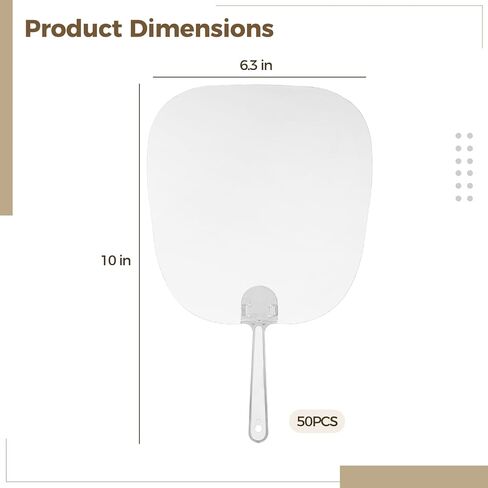 Homaisson 50 PCS Sublimation Handheld Fans, Church Fans Handheld Set, DIY Sublimation Blank Fans, Palm Leaf Shape Clear Plastic Fans for Wedding, Party, Crafting, Easy Assembly in Saudi Arabia