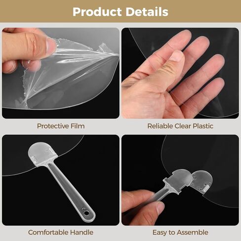 Homaisson 50 PCS Sublimation Handheld Fans, Church Fans Handheld Set, DIY Sublimation Blank Fans, Palm Leaf Shape Clear Plastic Fans for Wedding, Party, Crafting, Easy Assembly in Saudi Arabia