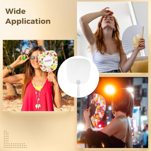 Homaisson 50 PCS Sublimation Handheld Fans, Church Fans Handheld Set, DIY Sublimation Blank Fans, Palm Leaf Shape Clear Plastic Fans for Wedding, Party, Crafting, Easy Assembly in Saudi Arabia