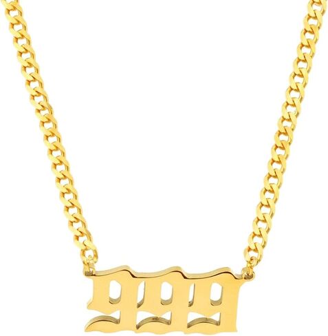 HUTINICE Angel Number Necklace, 18K Gold Plated Dainty 111 222 333 444 555 666 777 888 999 Pendants Choker Necklace For Women Numerology Minimalist Jewelry in Saudi Arabia
