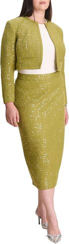 ELOQUII Women's Plus Size Sequin Tweed Midi Skirt in Saudi Arabia