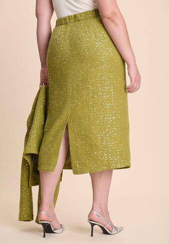 ELOQUII Women's Plus Size Sequin Tweed Midi Skirt in Saudi Arabia