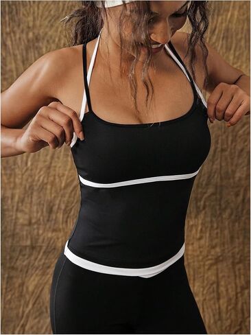 SweatyRocks Women's Criss Cross Backless Workout Top Spaghetti Strap Yoga Gym Tank Top in Saudi Arabia