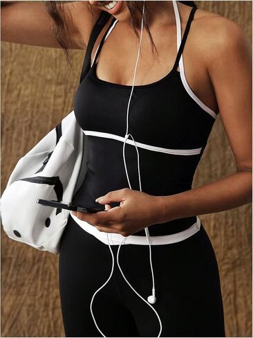 SweatyRocks Women's Criss Cross Backless Workout Top Spaghetti Strap Yoga Gym Tank Top in Saudi Arabia