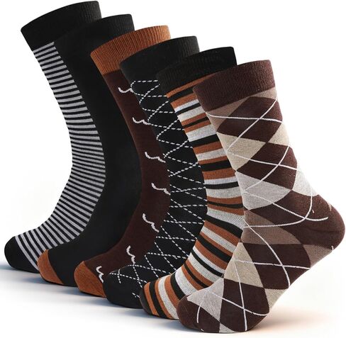 6 أزواج من الجوارب الرسمية للرجال، نمط كاجوال للعمل، جوارب كلاسيكية متوسطة الساق. in Kuwait