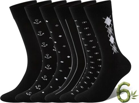 COOVAN Mens Dress Socks Bamboo Rayon Crew Business 6 Pairs Soft Thin Lightweight Socks for Men in Saudi Arabia