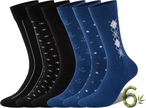 COOVAN Mens Dress Socks Bamboo Rayon Crew Business 6 Pairs Soft Thin Lightweight Socks for Men in Saudi Arabia