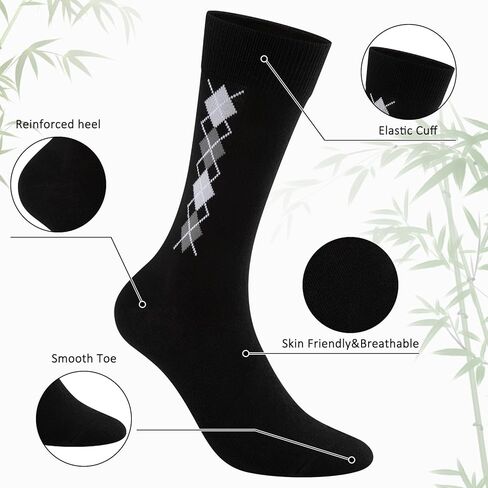 COOVAN Mens Dress Socks Bamboo Rayon Crew Business 6 Pairs Soft Thin Lightweight Socks for Men in Saudi Arabia