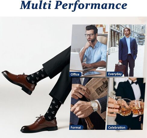 COOVAN Mens Dress Socks Bamboo Rayon Crew Business 6 Pairs Soft Thin Lightweight Socks for Men in Saudi Arabia