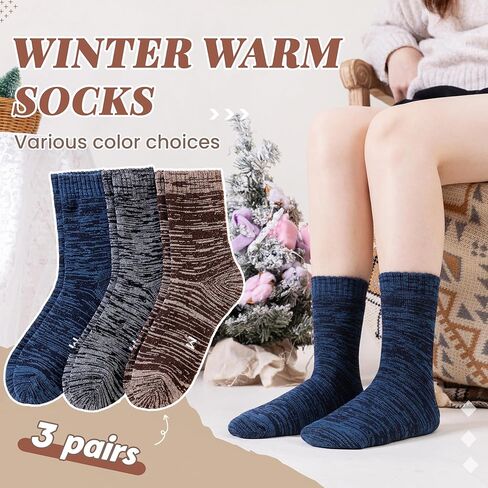 SeeyAN Winter Thermal Socks For Women & Men Warm Extra Thick Boot Insulated Heated Ski Crew Socks For Cold Weather 3 Pairs in Saudi Arabia