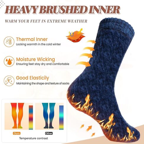 SeeyAN Winter Thermal Socks For Women & Men Warm Extra Thick Boot Insulated Heated Ski Crew Socks For Cold Weather 3 Pairs in Saudi Arabia