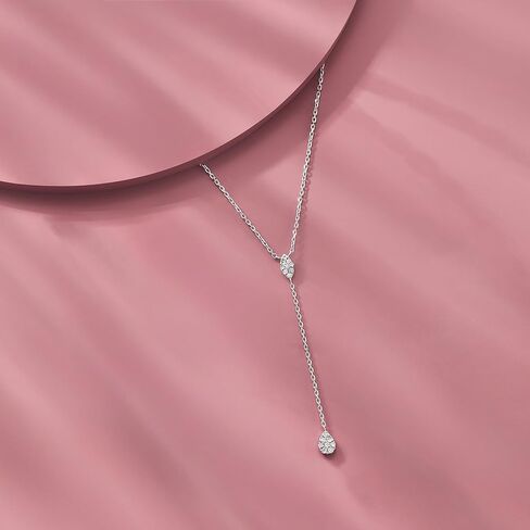 Pure Collection by Ross-Simons 0.10 ct. t.w. Diamond Y-Necklace in Sterling Silver. 16 inches in Saudi Arabia