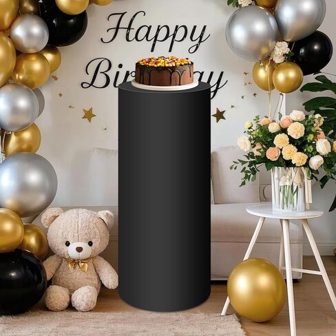 SaitiMade Black Cylinder Pedestal Stand Cover 1 Pcs, Mix and Match Colors as You Like, Spandex Cylinder Stand Cover for Party, Wedding or Birthday Event Decor (Black, XXL) in Saudi Arabia