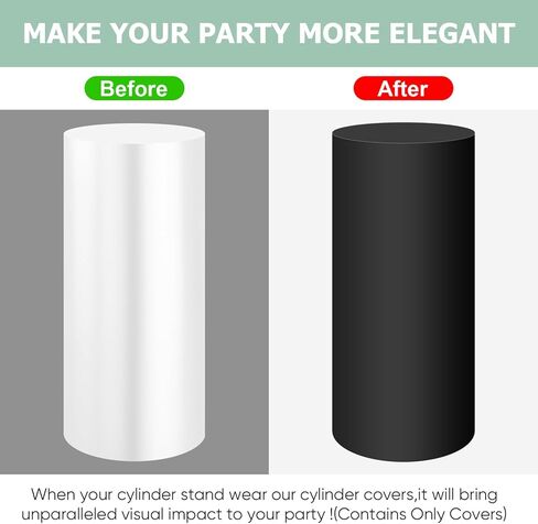 SaitiMade Black Cylinder Pedestal Stand Cover 1 Pcs, Mix and Match Colors as You Like, Spandex Cylinder Stand Cover for Party, Wedding or Birthday Event Decor (Black, XXL) in Saudi Arabia