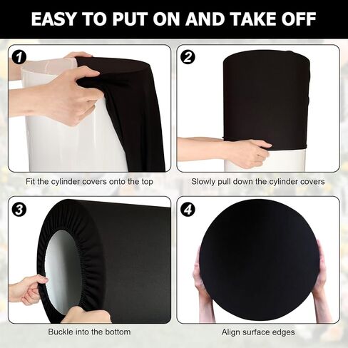 SaitiMade Black Cylinder Pedestal Stand Cover 1 Pcs, Mix and Match Colors as You Like, Spandex Cylinder Stand Cover for Party, Wedding or Birthday Event Decor (Black, XXL) in Saudi Arabia