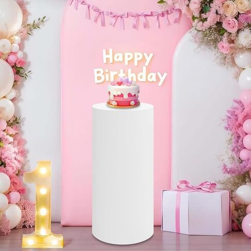 SaitiMade Black Cylinder Pedestal Stand Cover 1 Pcs, Mix and Match Colors as You Like, Spandex Cylinder Stand Cover for Party, Wedding or Birthday Event Decor (Black, XXL) in Saudi Arabia