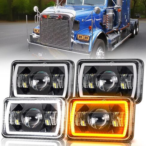 LEDUR 4x6 LED Headlights Dot Approved Hi/Lo Sealed Beam Replacement H4651 H4652 H4656 H4666 H6545 Compatible with Peterbilt Kenworth T600 W900 T800 Truck Peterbilt 379 S10 RV Freightliner in Kuwait