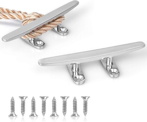 Boat Cleat, Small Dock Cleat 4 inch Open Base, Heavy Duty 316 Stainless Steel, Curtain Tie, Hook, Include Installation Screws (4 Pcs) in Kuwait