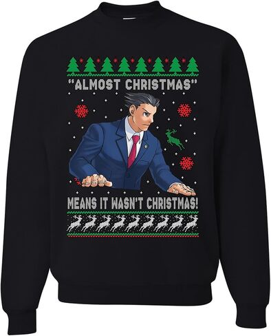 wild custom apparel Ace Attorney Almost Christmas Means It Wasnt Christmas Ugly Funny Christmas Sweater Sweatshirt in Saudi Arabia