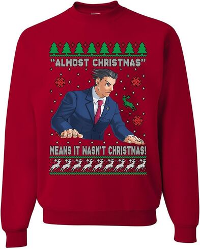 wild custom apparel Ace Attorney Almost Christmas Means It Wasnt Christmas Ugly Funny Christmas Sweater Sweatshirt in Saudi Arabia