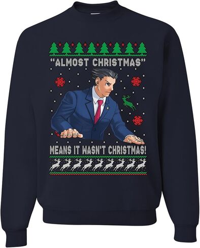 wild custom apparel Ace Attorney Almost Christmas Means It Wasnt Christmas Ugly Funny Christmas Sweater Sweatshirt in Saudi Arabia