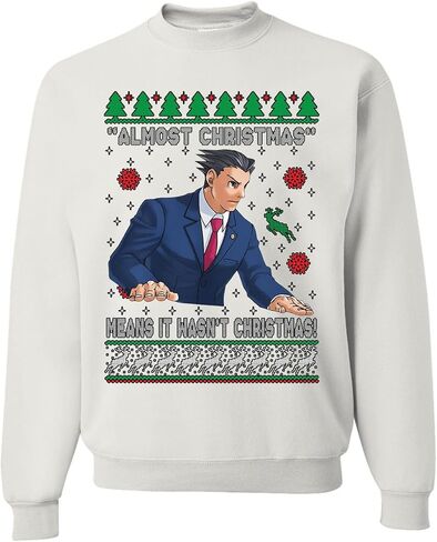 wild custom apparel Ace Attorney Almost Christmas Means It Wasnt Christmas Ugly Funny Christmas Sweater Sweatshirt in Saudi Arabia