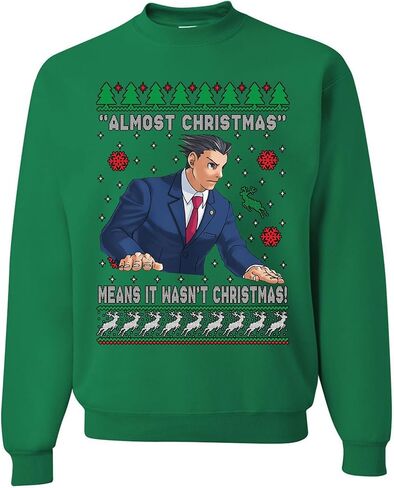 wild custom apparel Ace Attorney Almost Christmas Means It Wasnt Christmas Ugly Funny Christmas Sweater Sweatshirt in Saudi Arabia
