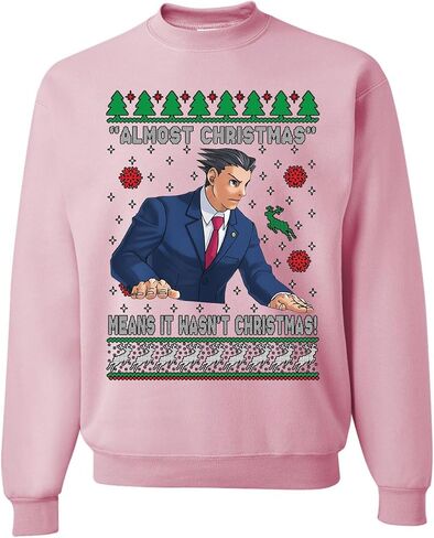 wild custom apparel Ace Attorney Almost Christmas Means It Wasnt Christmas Ugly Funny Christmas Sweater Sweatshirt in Saudi Arabia